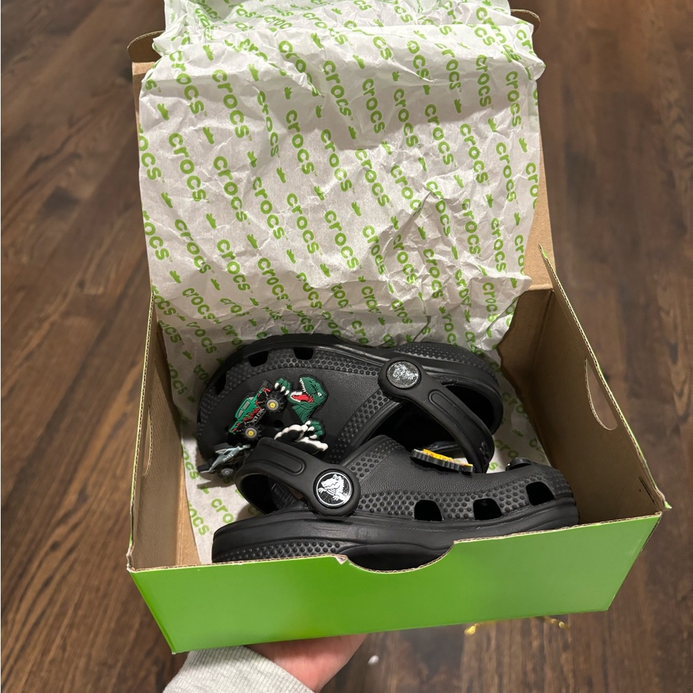 CROCS Kids Black Sandals with Charms